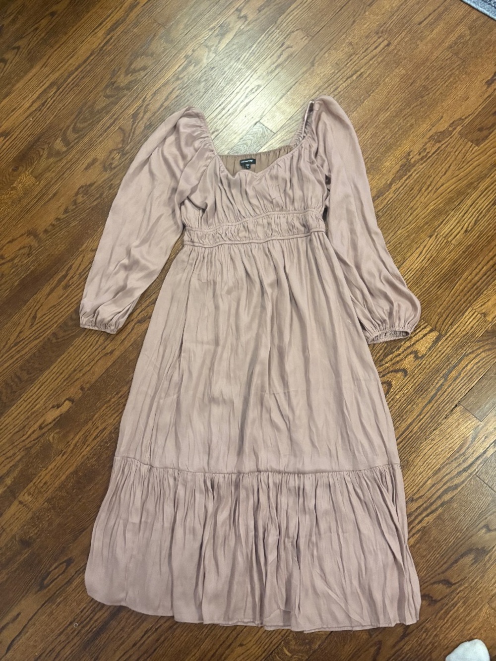 Mittoshop- Mauve Smocked Waist Tiered Maxi Dress- Large